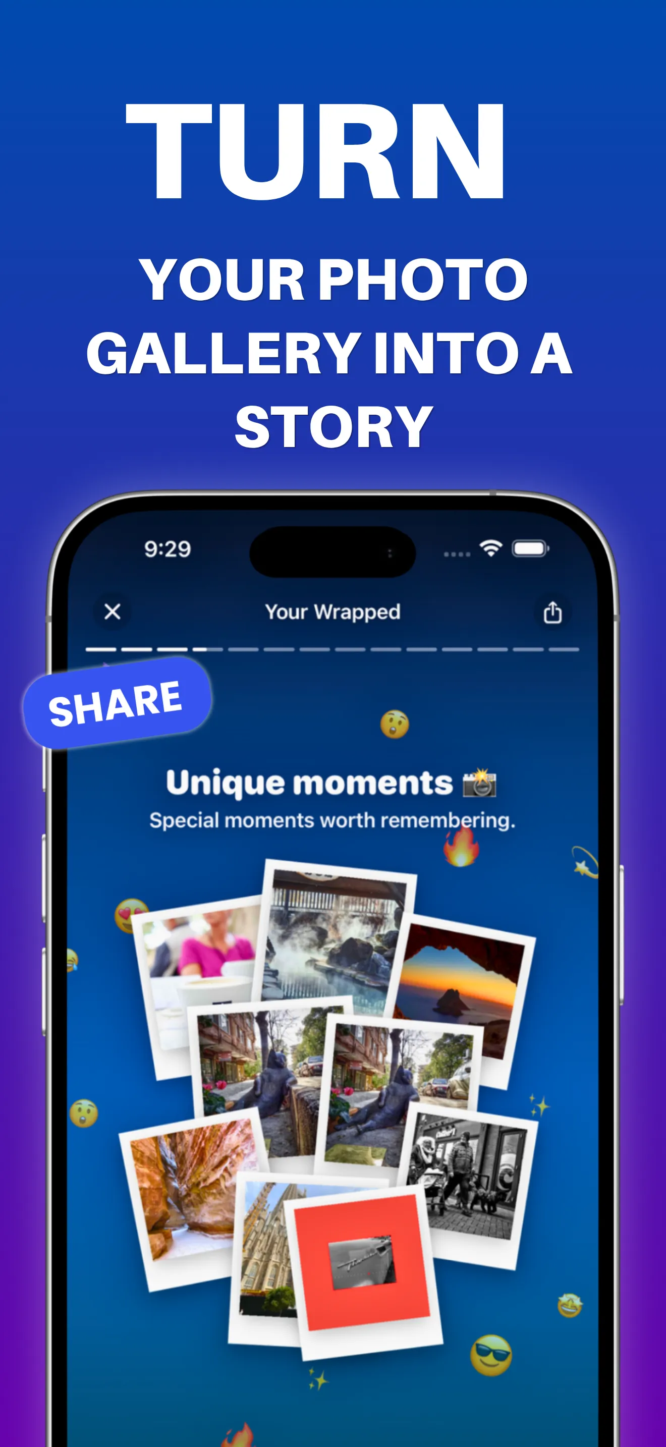 App Store screenshot: Turn your photo gallery into a story