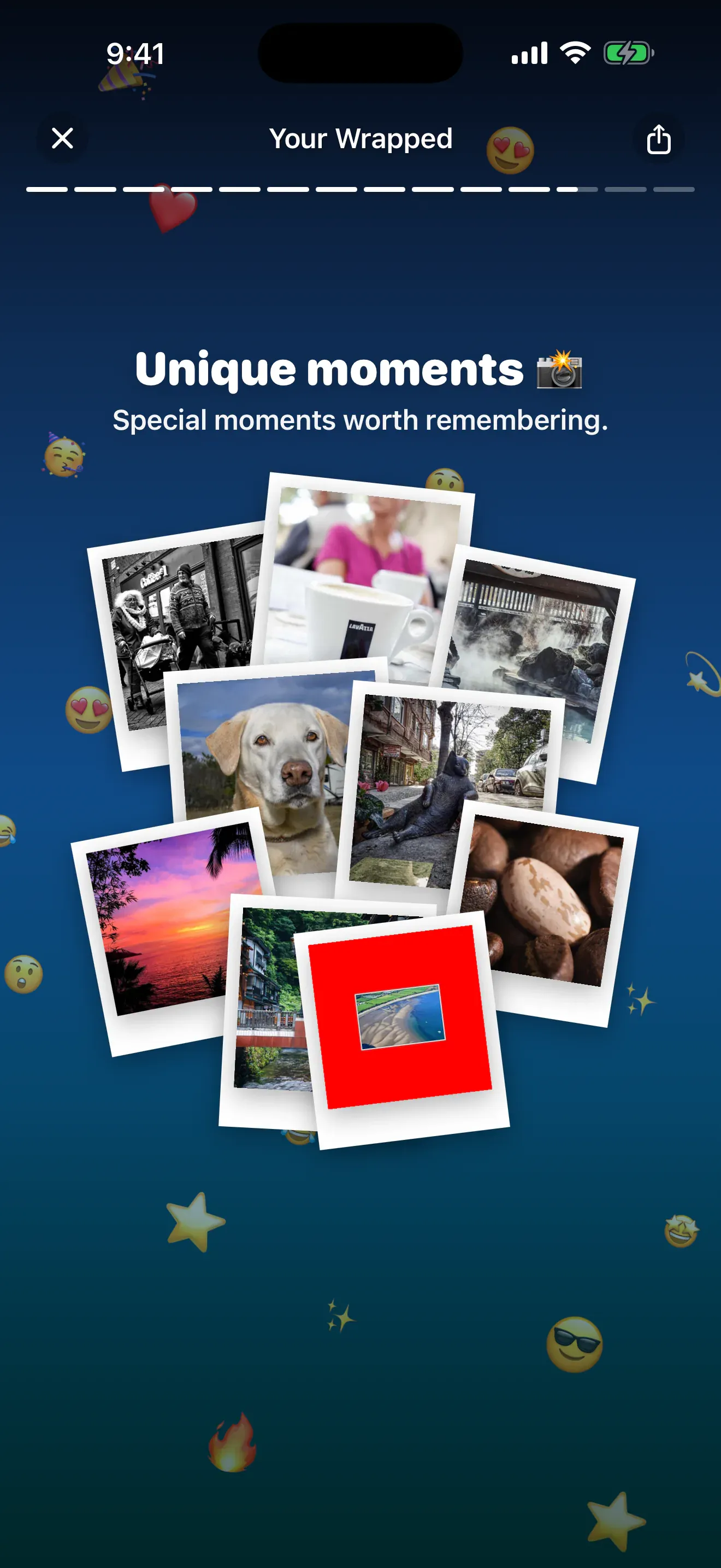 Unique moments card with a collage of memorable photos