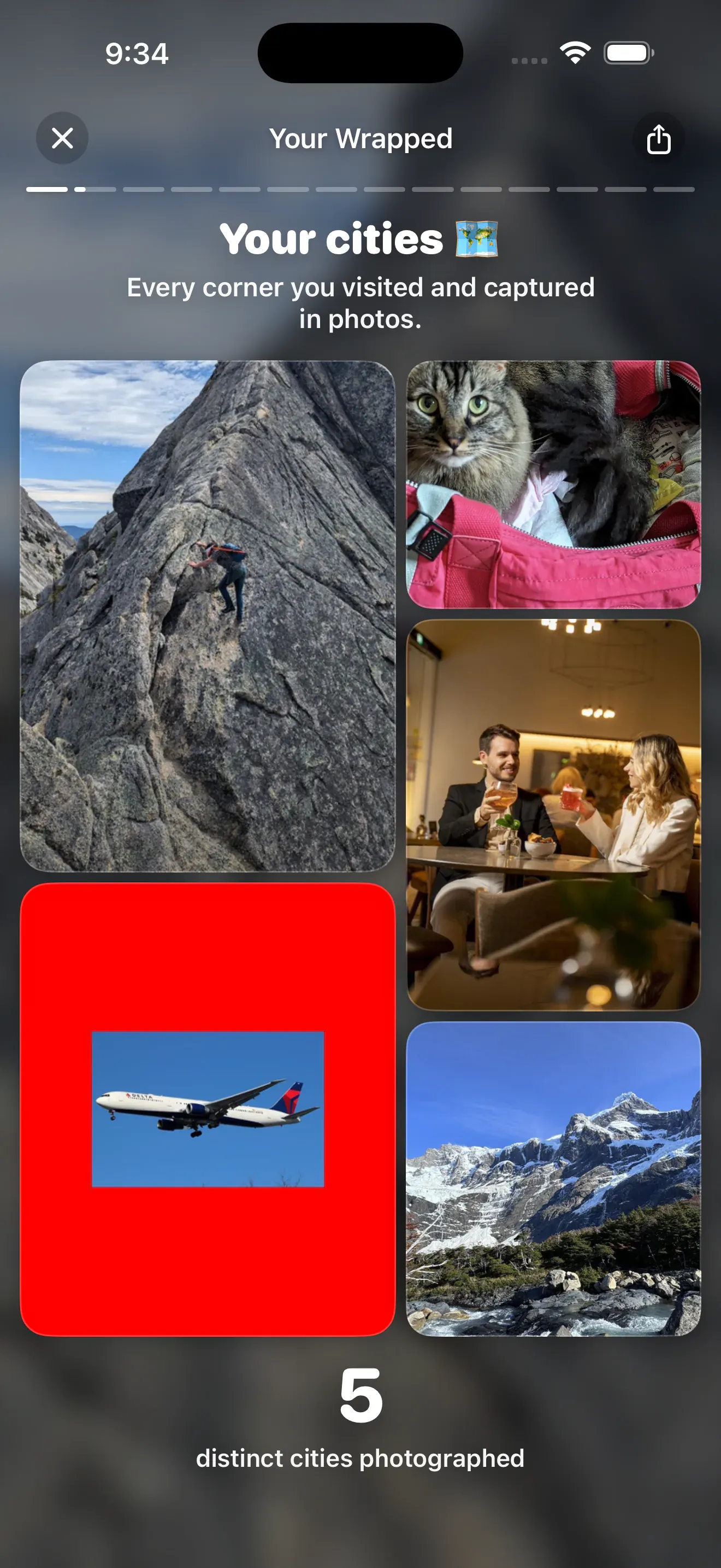 Cities card showing five distinct cities photographed